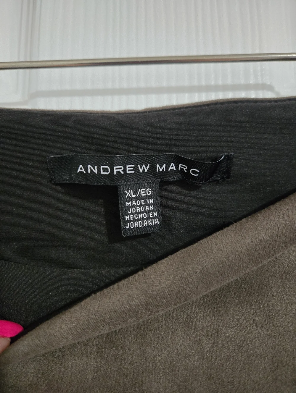 Andrew Marc Faux Suede Pants Brown Pull On XL Vegan Leather Look Boho Slacks
